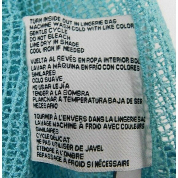 Simply Noelle Womens Swim Cover Up Size S/M Teal Blue Fishnet Lace Tunic New - Picture 8 of 8